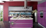 Black Lacquer Kitchen Cabinets with L Style