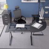Modern Black Temperedglass and Steel Computer Desk