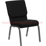 Church Furniture Black Fabric Stacking Church Chair with Connect Buckle and Book Pouch