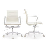 Limited Edition White Leather Eames Style Office Chair