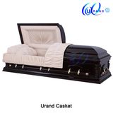 Solid Wood Velvet Mahogany Color Adult Coffin and Casket