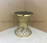 Laser Carving Golden Stainless Steel Side Table