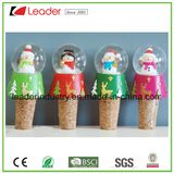 Polyresin Christmas Snow Globe with Wine Bottle Stopper for Christmas Decoration, Customized Snow Globe