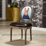 French Wooden Frame Restaurant Chair with Animal Printed (SP-EC869)