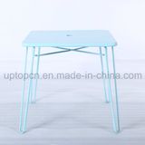 Wholesale Cerulean Metal Restaurant Table with White Stripe on The Top (SP-RT566)