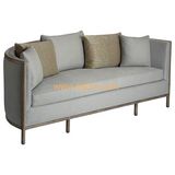 (CL-6602) Classic Hotel Restaurant Lobby Furniture Wooden Fabric Leather Sofa