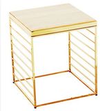 Galvanized Iron Wire Table Combined with Custom Solid Wood and Metal Furniture Factory Outlet Metal Wire The Coffee Table (M-X3728)