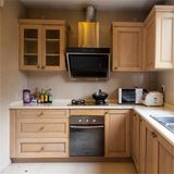 Solid Wood Glass Door Kitchen Cabinet with Blum Hardware
