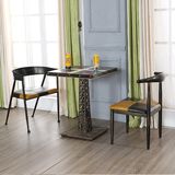 Coffee Shop Antique Steel Base Wood Coffee Table