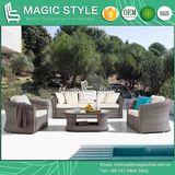 Garden Wicker Sofa Set with Cushion Outdoor Rattan Sofa Wicker Weaving Sofa Patio Wicker 3-Seat Sofa Modern Rattan Sofa Set