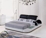 Concise Home Furniture Modern Double Leather Bed