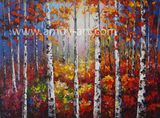 Multi-Colors Birch Tree Oil Paintings on Canvas for Home Decor