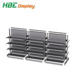 South American Style Double Side Metal Supermarket Gondola Shelf