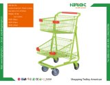 Wire Doule Baskets Shopping Cart for Supermarket