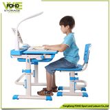Children Study Desk and Chair Blue Pencil Holder Plastic Kids Homework Table