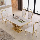Hot Sale Model Noble and Well-Spoken Marble Top Stainless Steel Dining Table
