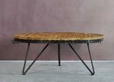 American Country Furniture, Wrought Iron Solid Wood Tea Table Imitation of Rust Do Old Round Tea Table (M-X3624)