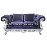 Chinese Wooden Silver-Leaf Classical Fabric Sofa