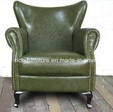 Classic Wing Back Vintage Leather Sofa Chair for Living Room (RF-5006)