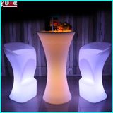 Illuminated Outdoor Bar Stool and Table