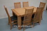 OA-4085 Oak Dining Table Set with 6 Dark Brown Leather Chairs
