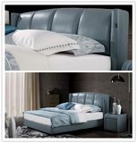 Foshan Shunde Home Bedroom Furniture Upholstered Leather Bed with Headboard