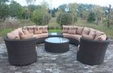 6 Pieces Curved Sectional Sofa Set Weave Rattan Furniture