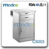 Movable Hospital Stainless Steel Bedside Locker, Bedside Cabinet with Bottle Holder