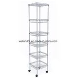 Silver Epoxy Coated Sturdy 6 Tier DIY Home Kitchen Storage Rack Shelf with Basket