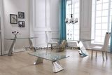 Mirrored Dinning Table Set Tempered Glass Hotel Furniture