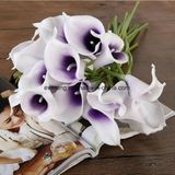 Simulation Artificial Wedding Decoration Flower PU Mini Calla Lilies Silk Rose Petals Bridal Home DIY Flower