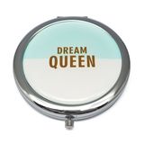 New Arrival Round Promotional Blue PU Pocket Mirror for Female Gift Cm-1216