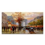 Framed Canvas Art Handmade Impressive Paris Street Oil Painting for Decoration
