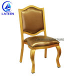 Modern Wood-Like Metal Frame Leather Dining Chair