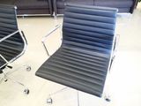 Modern Leather Low-Back Ribbed Chair