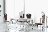 Hot Sale White High Gloss Cheap Dining Room Set, Tempered Glass Dining Table and Chair