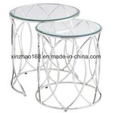 Powder Coating Metal Frame Tempered Glass Dining Table