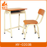 Metal Frame Wooden Top Single Desk and Chair Furniture School Students Study Chairs and Tables