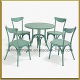 Antique Vintage Lack Blue Cross Back Chair for Dining Restaurant