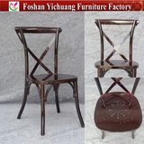 Wine Red Mahogany Metal Aluminum Dining X Back Chair for Wedding Yc-As70