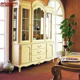 Antique White Teak Wood Wine Cabinet (GSP19-019)