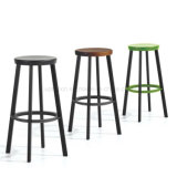 Fashionable Round Solid Wood Bar Stool with Footrest (SP-EC619)