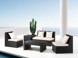 Black Rattan Sofa Set Water-Proof with Coner