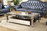 2017 Luxury Stainless Steel Marble Top Square Coffee Table Set