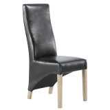 Bonded Leather Oak Legs High Back Dining Chair Wh6029