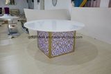 Fashionable Stainless Steel Glass Top Wedding Table 966#