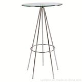 Bistro Glass High Round Bar Table with Stainless Legs (SP-BT650)