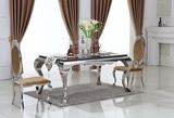 Dining Room Chinese Stainless Steel Glass Modern Furniture / Italian Table with Eight Chairs