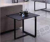 50X50 Suare Iron Tea Table with Stone Power Fininsh Glass Top