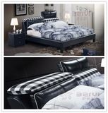 China Modern Bedroom Furniture Nice Soft Leather Bed with Headboard